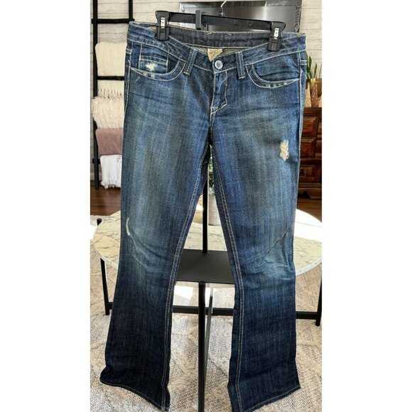 William Rast Belle Flare Flap Pocket Low Rise Bootcut Denim Jeans  Size 28 - Picture 1 of 6